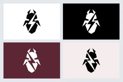 Beetle Lightning Bolt Logo Vector Set Illustrazione stock