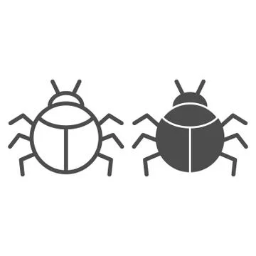 Beetle line and solid icon, Insects concept, bug sign on white background, round 스톡 일러스트
