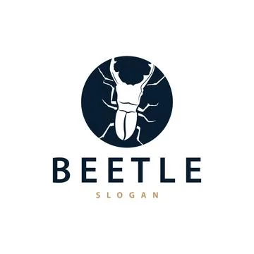 Beetle logo design simple silhouette insect animal illustration template vect Stock Illustration