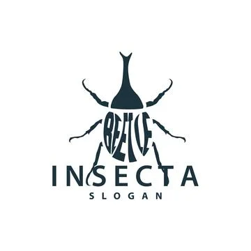 Beetle logo design simple silhouette insect animal illustration template vect Stock Illustration