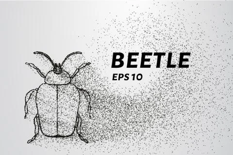 Beetle of the particles. Beetle consists of small circles and dots. Vector .. Stock Illustration