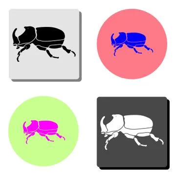 Beetle rhinoceros. flat vector icon Stock Illustration