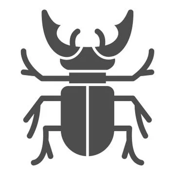 Beetle stag solid icon, Bugs concept, Deer beetle sign on white background, Stag 스톡 일러스트
