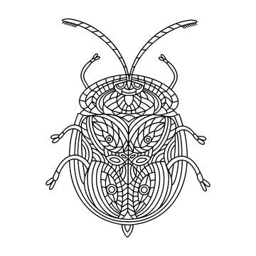 Beetle turtle coloring book. Tortuga beetle Stock Illustration