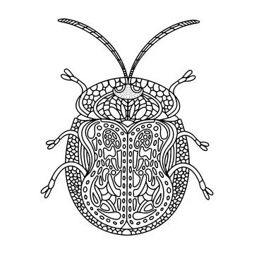 Beetle turtle coloring book. Tortuga beetle Stock Illustration