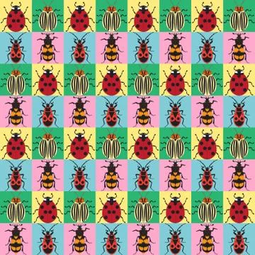 Beetles background_3 Stock Illustration