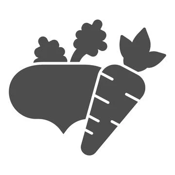 Beetroot and carrot solid icon, Diet concept, Fresh root vegetables sign on Stock Illustration