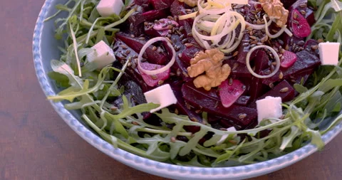Beetroot and rocket salad. Stock Footage 278430813