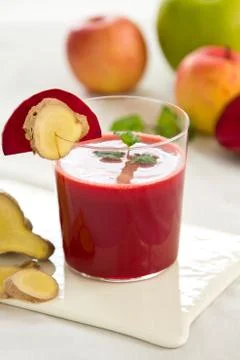 Beetroot with apple and ginger smoothie Stock Photos