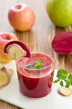 Beetroot with apple and ginger smoothie Stock Photos
