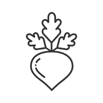 Beetroot black line icon. Natural vegetable sign. Healthy, organic food conce Stock Illustration