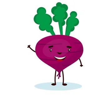 Beetroot cartoon character isolated on white background. Healthy food funny m Stock Illustration
