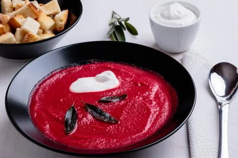 Beetroot cream soup Stock Photos