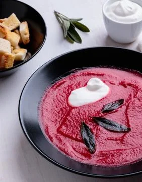 Beetroot cream soup Stock Photos