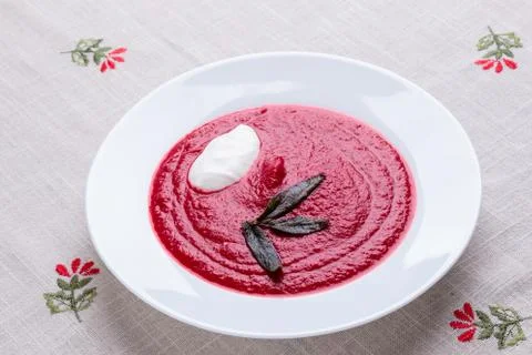 Beetroot cream soup Stock Photos