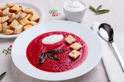 Beetroot cream soup Stock Photos