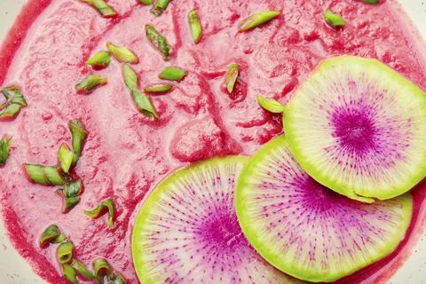 Beetroot cream soup Stock Photos