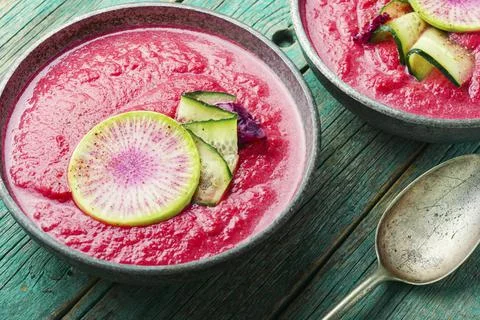 Beetroot cream soup Stock Photos