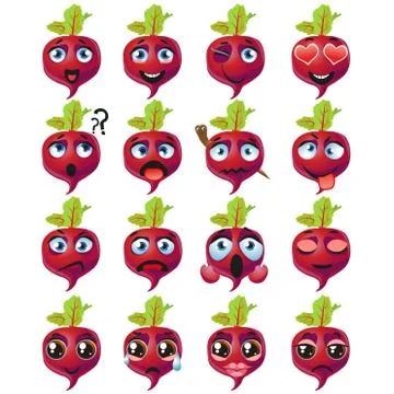 Beetroot Emoji Emoticon Expression. Funny cute food Stock Illustration