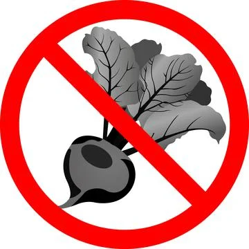 Beetroot with a forbidden sign. Vector illustration. Stock Illustration