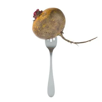 Beetroot on fork, 3D rendering Stock Illustration