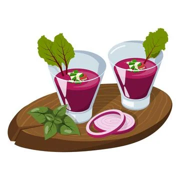 Beetroot gazpacho. Vector illustration on a white background. Stock Illustration