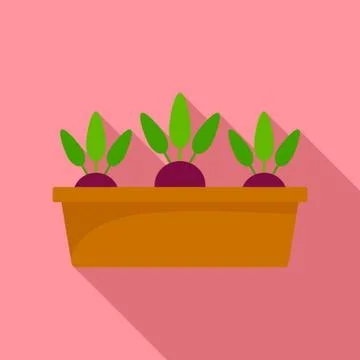 Beetroot in ground pot icon, flat style Stock Illustration