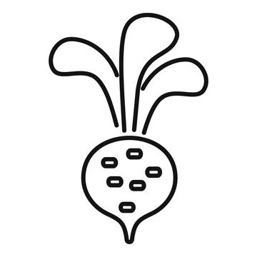 Beetroot growing with leaves, line art icon representing healthy lifestyle Stock Illustration