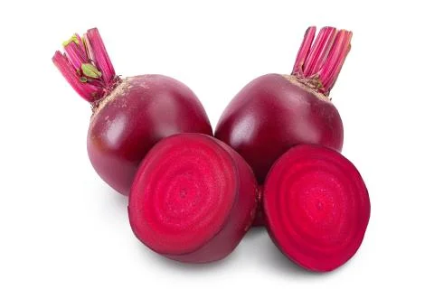 Beetroot with half and slice isolated on white background with clipping path and Stock Photos