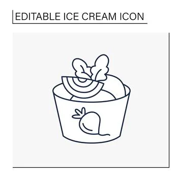 Beetroot ice cream line icon Stock Illustration