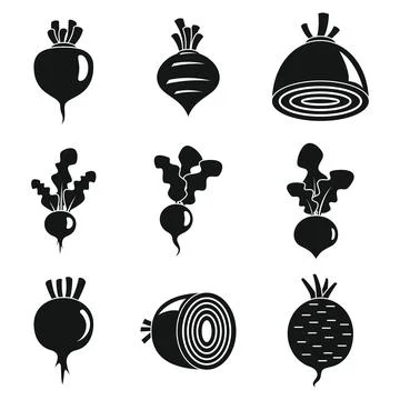 Beetroot icons set, simple style Illustrazione stock