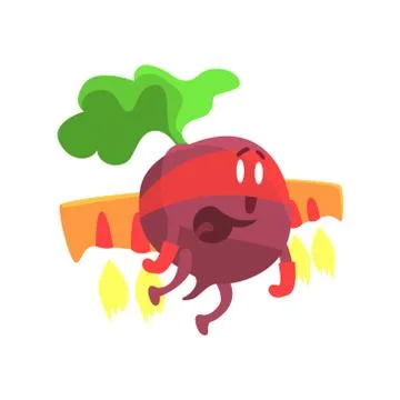 Beetroot WIth Jet Wing In Mask, Part Of Vegetables In Fantasy Disguises Series Stock Illustration