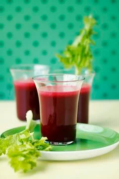 Beetroot juice with celery Stock Photos