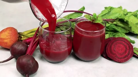 Beetroot Juice - Simple and Healthy Beet Juice - Beetroot juice Stock Footage 287871444