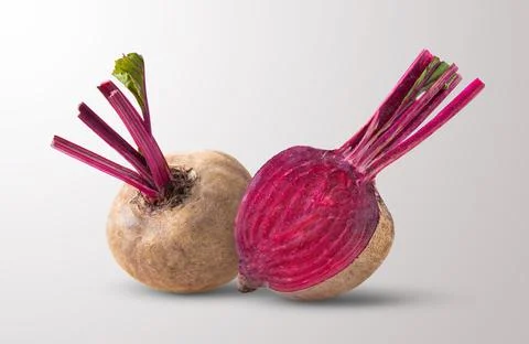 Beetroot with leaves on gray Stock Photos