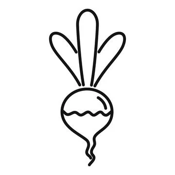 Beetroot with leaves growing in garden icon thin line vector illustration Stock Illustration