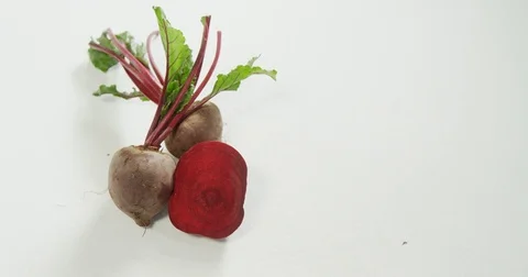 Beetroot with leaves isolated on white background 4K 4k Stock Footage 84154365