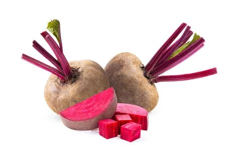 Beetroot with leaves on white background Stock Photos