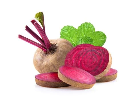 Beetroot with leaves on white background Stock Photos