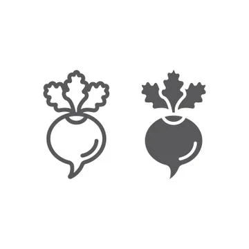 Beetroot line and glyph icon, beet and vegetable, vitamin sign, vector graphics Illustrazione stock