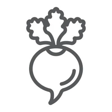 Beetroot line icon, beet and vegetable, vitamin sign, vector graphics, a linear Illustrazione stock