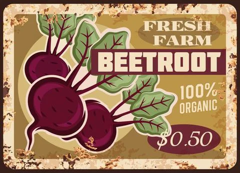Beetroot metal plate rusty, beet root vegetables Stock Illustration