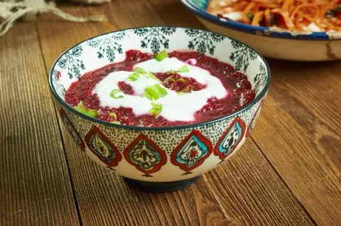 Beetroot onion seed soup Foto stock