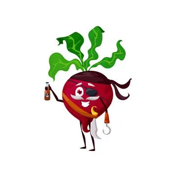 Beetroot pirate vegetable isolated with hook hand Stock Illustration