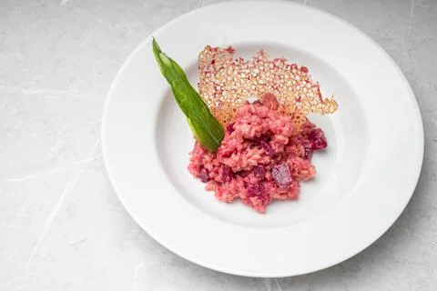 Beetroot risotto. Italian pink risotto Stock Photos