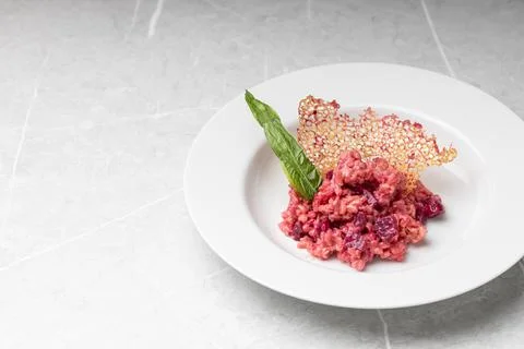 Beetroot risotto. Italian pink risotto Stock Photos