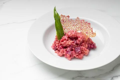 Beetroot risotto. Italian pink risotto Stock Photos