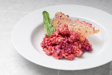 Beetroot risotto. Italian pink risotto Foto stock
