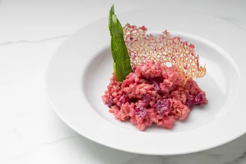 Beetroot risotto. Italian pink risotto Foto stock
