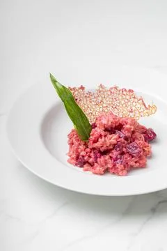Beetroot risotto. Italian pink risotto Stock Photos